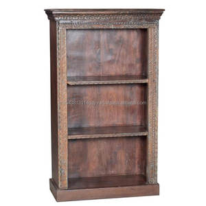 Hand Carved Rustic Book Rack Solid Mango <b>Wooden</b> <b>File</b> <b>Cabinet</b> From Jodhpur Old Reclaimed Wood Made for Home Furniture in Bedroom - Product Image 2