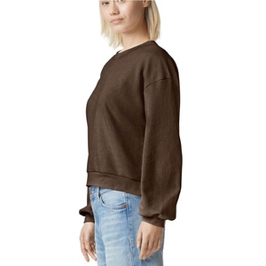 <b>Women's</b> Crew Neck Solid <b>Brown</b> Knitted Sweatshirt Oversized Full Sleeve Breathable Cotton Autumn Wear - Product Image 6