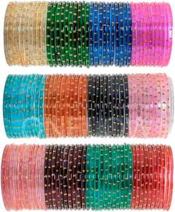 Wholesale Price <b>Silver</b> Tone Kashimiri Glass Bangle Charm Pearl Wedding Trendy Traditional Jingle Style Bangles Stack - Product Image 2