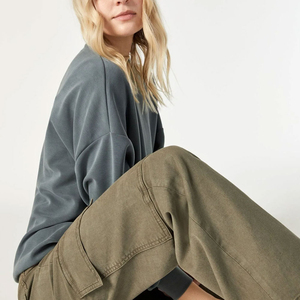 Pantalones Cargo Personalizados para Mujer, Estilo Urbano, Pantalones Utilitarios de Algodón Grueso, Marca Privada, Logotipo Personalizado Bordado, OEM - Product Image 2