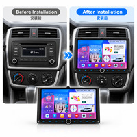 Autoradio Android 9 pouces Crystal avec CarPlay, Android Auto, GPS/WiFi, SWC, BT 5.4, et bouton de volume, ventilateur