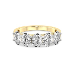 Anillo Serene Ovalado con Cinco Diamantes Cultivados en Laboratorio de 0.50 Ct Tw, Oro Sólido de 14K, Color FG, Claridad VS, 5 Diamantes con Facetas Alargadas Brillantes - Product Image 3