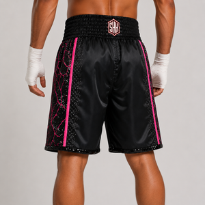 Shorts de boxe unisexes en satin vert métallisé personnalisés, shorts de combat professionnels, logo sur le devant, séchage rapide, design étoile en strass - Product Image 5
