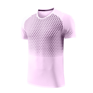 Camiseta de Tenis para Hombre, Manga Corta, Cuello Redondo, Patrón Geométrico Sublimado, Poliéster que Absorbe la Humedad, Corte Ajustado, Ropa de Verano - Product Image 6
