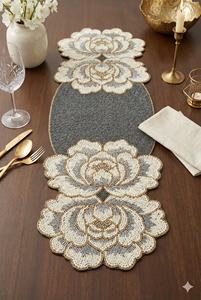 Stylish Decorative Beaded Embroidery <b>Placemats</b> Handmade <b>Table</b> Accessories for <b>Dining</b> <b>Table</b> Home Kitchen Hotel and Restaurant - Product Image 4