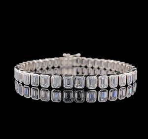 Pulsera de Moissanita con Corte Esmeralda y Diamantes, Diseño Único con Engaste Tipo Tennis, Unisex, Plata de Ley 925, Joyería Fina, Regalo para Pareja - Product Image 3