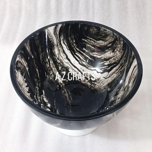 Swirl White Black Handmade ODM Resin Salad Bowl with Marble Texture and Aqua Swirl Eco-Friendly New Crafts for Home - Product Image 1