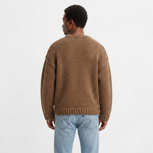 Pull tricoté d'hiver pour homme avec logo personnalisé, à manches longues, coupe ample, style décontracté, épaules tombantes - Product Image 6