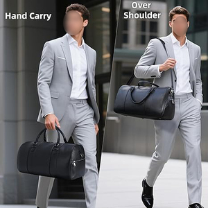 Leather Duffle Bag Weekender Genuine Cowhide Goatskin Travel <b>Holdall</b> Carry on <b>Luggage</b> 15inch Zipper Water Resistant - Product Image 2