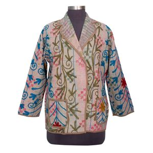 Veste Kantha tricotée ethnique été/hiver printemps, respirante, séchage rapide, écologique, vintage, décontractée pour les sorties - Product Image 1