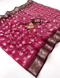 Lanzamiento de Hermosos Sarees de Seda Dola Butti Pura con Impresiones Lehariya Increíbles, Borde de Tejido Jacquard Fino con Blusa - Product Image 5