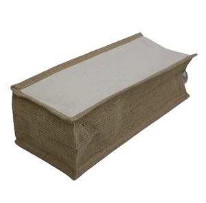 Vente en gros Sac en toile enduit écologique avec côtés en jute Sac fourre-tout en toile de jute avec logo imprimé personnalisé pour la promotion de la marque - Product Image 3