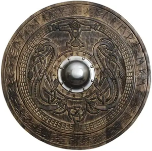 Escudo Vikingo Bjorn Norman Negro y Rojo, Escudo Decorativo de Guerrero Medieval - Product Image 6