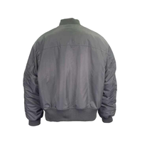 Blouson bomber gris pour homme, couleur unie, col montant, fermeture éclair, coupe-vent, vêtement décontracté d'automne, matière polyester