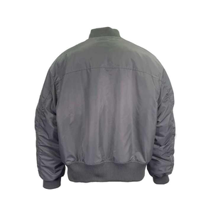 Chaqueta Bomber Gris para Hombre, Color Sólido, Cuello Alto, Cierre de Cremallera, Resistente al Viento, Informal, para Otoño, Material de Poliéster - Product Image 6