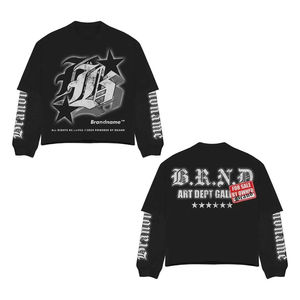 Custom Design Men's Double-Layer Thermal Long Sleeve T-shirts Oversize Boxy <b>Drop</b> Shoulder T-Shirt for Men Street Style <b>Box</b> Tee - Product Image 2