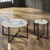 Table d'appoint en bois rond artisanale avec design contemporain, modèle STS196-L & S, pour le mobilier de salon