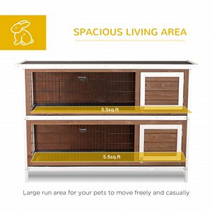 Divisori Classici in Legno Marrone per Conigliera con Tetto in Asfalto per Piccoli Animali, Design Rettangolare di Lusso per Interni ed Esterni Autunnali - Product Image 4