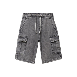 Shorts en jean gris pour garçons, coupe droite, stretch, décontractés, style streetwear, longueur genou, mode, pour enfants, de BD - Product Image 4