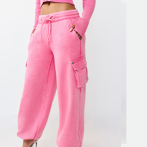 Pantalon cargo en jean délavé léger et respirant pour femme, taille haute, fermeture éclair, idéal pour les activités décontractées en extérieur - Vente en gros - Product Image 5