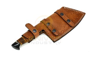 Couteau à découper en acier carbone fait main, lame martelée, couteau de boucher/chef avec étui en cuir, couteau de cuisine extérieur pour couper la viande, OEM - Product Image 6