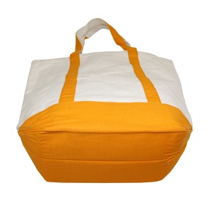 Bolsa de Compras de Tela Gruesa de 20 Oz, Combinación Blanca y Naranja, Asa Larga, Resistente y Duradera, Bolsa de Lona - Product Image 3