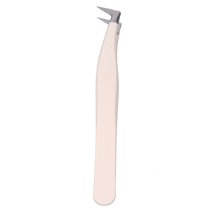 Pinzas Profesionales de Punta Dividida para Extensiones de Pestañas, Instrumento de Belleza Ergonómico Color Crema, Pinzas de Alta Precisión con Punta Afilada - Product Image 1