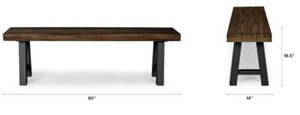 Modern Wooden <b>Bench</b> Industrial Accent <b>Bench</b> Rustic Wood Seat Black <b>Metal</b> Legs for Living Room Dining Area - Product Image 1