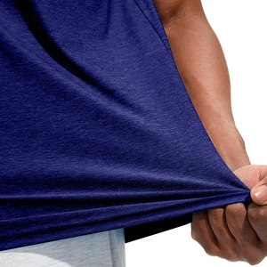 Camiseta de gimnasio de microfibra para hombre, nuevo estilo, tela de enfriamiento, secado rápido, liso con cuello redondo, tejido de punto, 180 gramos de peso, Fitness deportivo - Product Image 5