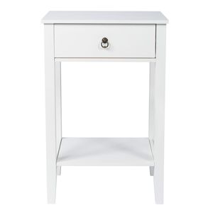 Comodino e Tavolino da Caffè Moderno di Lusso a Due Livelli con Cassetto in Legno Massello e MDF Bianco per Camera da Letto e Soggiorno Stile Antico - Product Image 3