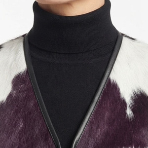 Chaleco de Cuero Genuino con Pelo de Vaca para Mujer, Chaleco con Cierre y Pelo de Vaca, Chaleco Femenino con Cuello en V - Product Image 4
