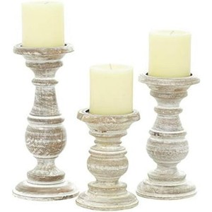 Handcrafted Mango Wood <b>Candle</b> Holder <b>Set</b> - Floral Design Wholesale India - Product Image 2