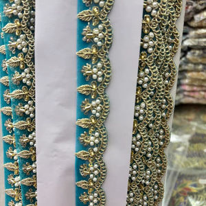 Tissu en dentelle brodé soluble dans l'eau, écologique, en polyester à motif arc-en-ciel métallique fantaisie avec perles de paillettes, 9 mètres, qualité supérieure pour chaussures - Product Image 1