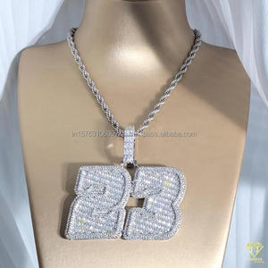Luxury Moissanite Diamond " 23 " Pendant With Cuban Link <b>Chain</b> Full <b>Iced</b> <b>Out</b> Hip Hop Necklace Jewelry - Product Image 2