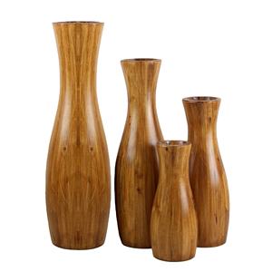 Vase en bois de Paulownia poli, objet d'art populaire, récipient à fleurs, décoration d'intérieur, centre de table - Product Image 4