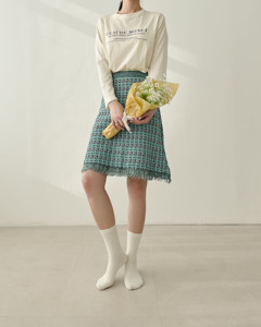 Calcetines de Algodón Tejido para Mujer, Color Blanco y Verde, Transpirables, para Uso Diario, Temporada de Primavera, Ajuste Regular - Product Image 1