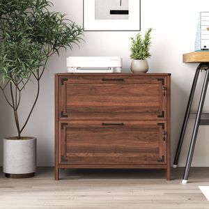 Archivador de 2 Cajones Estilo Rústico con Cerradura para Oficina en Casa - Product Image 4