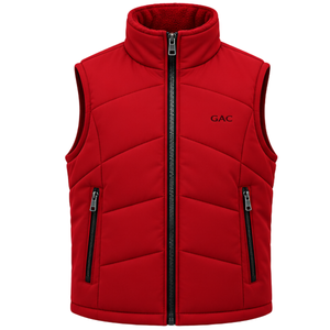 Chaleco Acolchado Rojo para Hombre, sin Mangas, con Cuello Alto, Cierre Completo y Bolsillos con Cremallera, para Uso Casual en Exteriores en Invierno - Product Image 1
