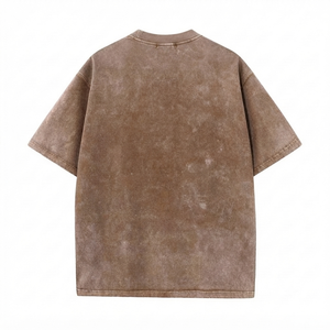 T-shirt décontracté pour homme à manches courtes et col rond, coupe oversize, couleur unie, en jersey de coton teint, design vierge - Product Image 2