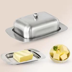Recipiente metálico para servir mantequilla con tapa, contenedor para almacenar mantequilla para exhibir en la mesa del comedor. - Product Image 3