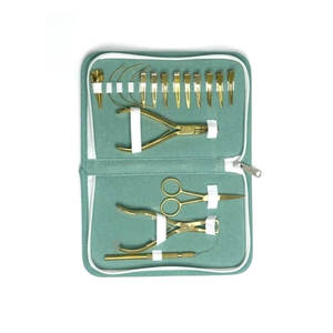 Best Manufacturing Hair Extension Tools <b>Kit</b> with Plier <b>Crochet</b> Needle Clips Human Hair Extension Gold Stainless Steel Salon - Product Image 2
