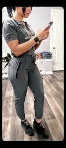 Premium Slim Fit Medical <b>Scrubs</b> Set – Custom Stretch Jogger Pant & Notched V-Neck Top, Premium Nursing Uniform for Hospital - Product Image 5