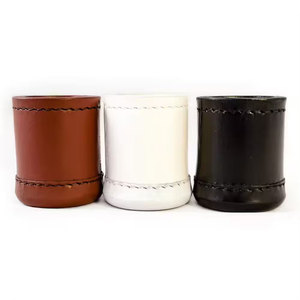 High Quality 100% Genuine Leather Black <b>Dice</b> Shaker Cups with customized Logo - Product Image 1