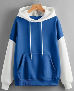 Men's Two-Piece Customizable Blue Hooded Sweatshirt Set Casual Winter Wear French Terry Knitted Breathable 380g Cotton Polyester - Product Image 2
