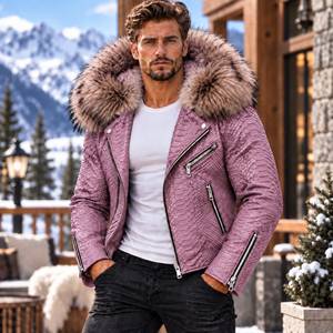 <b>Men's</b> High Quality Embossed Python Leather <b>Summer</b> Breathable Casual Motorcycle Jacket Designer Biker <b>Coat</b> | Herren Lederjacke | - Product Image 1