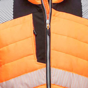 High Visibility <b>Orange</b> Reflective Puffer <b>Jacket</b> Men's Safety Winter Workwear Thermal Quilted Waterproof Construction Parka - Product Image 3