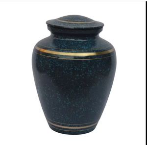 Black Speckled Urn Cremation <b>Keepsake</b> Jar with Gold Band Lid <b>Memorial</b> Funeral Supply - Product Image 1