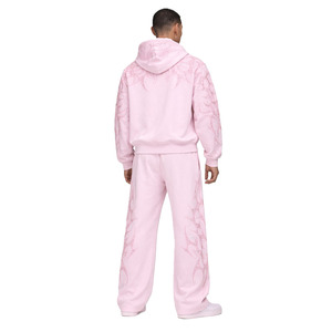 Conjunto de Sudadera con Capucha y Pantalones Anchos para Hombre, Color Rosa, con Pedrería, Estilo Llama, Lujoso, Oversize, Streetwear - Product Image 2