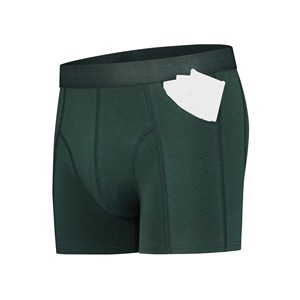 Caleçons boxeurs mi-hauts pour hommes, couleur unie, en coton et élasthanne, tricotés, respirants, sous-vêtements décontractés avec poche, logo personnalisé - Product Image 1
