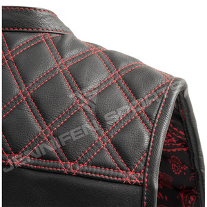 Chaleco de Cuero para Motocicleta, Corte Diamante, Estilo Biker, Sin Mangas, para Verano, Transpirable, para Club de Motociclistas - Product Image 4